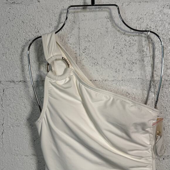 Michael Kors One-Shoulder Underwire One-Piece Swimsuit  white 4 MSRP $102 - Picture 2 of 11